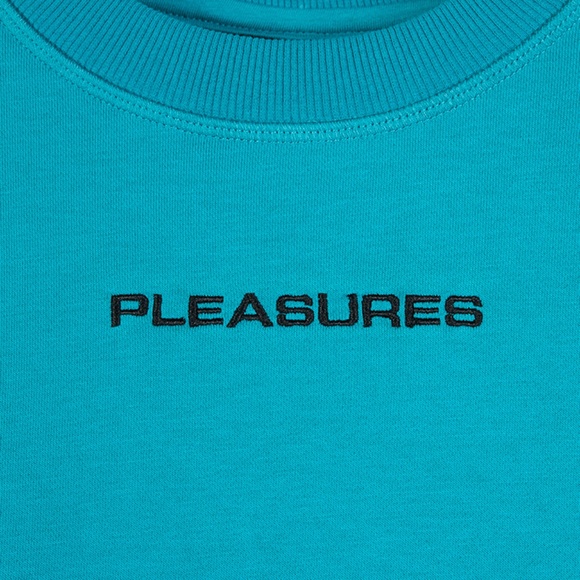Pleasures Now All Embroidered Crewneck Blue Teal - Picture 4 of 4